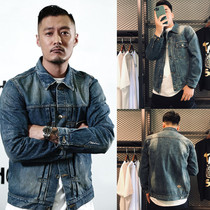 Hong Kong Chaochiang Yu Wenles Autumn Winter Denim Jacket Man Retro Port Wind Jackets Day of Thunder