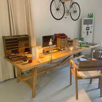 Nordic solid wood computer table long-sized household desk modern log designer work calligraphy and painting table