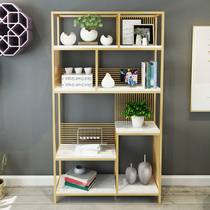 ins Nordic home golden shelf multi-level floor partition iron bookshelf living room balcony display cabinet