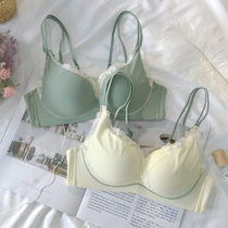 White back underwear womens small breasts gather in summer thin sub-milk anti-sagging text bra set adjustment type