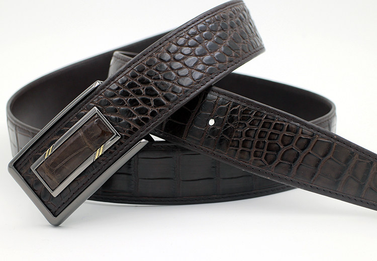 正宗鳄鱼肚皮皮带男休闲泰国新款商务真皮自动扣裤带高端腹皮腰带_不