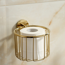 Punch-free toilet paper box Golden toilet wall-mounted all-copper paper basket roll holder Bathroom nordic tissue box