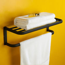 Laier black all-copper European-style bath towel rack Towel bar simple bathroom rack Triangle hardware pendant set