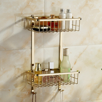 LYLE bathroom European-style gold all-copper square copper blue frame bathroom corner basket single double-layer shelf