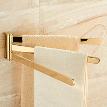 Rotating golden toilet towel rack Black bathroom movable towel bar double pole bathroom towel rack three poles