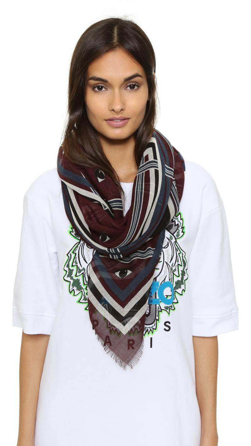 美国直邮kenzo/高田贤三 s096p 女围巾丝巾绿色个性印花时尚