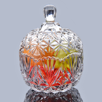 Glass sugar jar European candy jar transparent creative home furnishings fruit box living room storage utensils Brown jewelry box