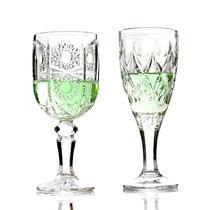 (Four) high-end embossed champagne glass home Creative Glass juice cup goblet wine set