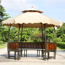 Pavilion outdoor courtyard solid wood Villa small house garden shed anticorrosive wood village assembly round Pavilion
