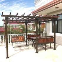 Outdoor swing grape rack anticorrosive wood outdoor leisure rocking chair terrace balcony flower stand solid wood carbonized wood courtyard