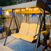 Outdoor swing outdoor cradle rocking chair balcony European leisure courtyard garden hanging chair wrought iron two or three people swing chair