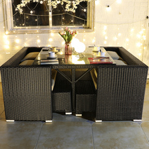 Outdoor sofa courtyard living room rattan outdoor indoor furniture sun room lazy wicker chair card holder woven rattan sofa