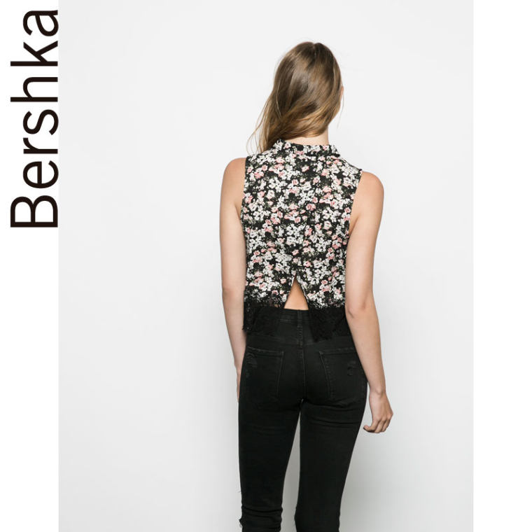 Bershka Bershka 底边蕾丝印花衬衫 05707962