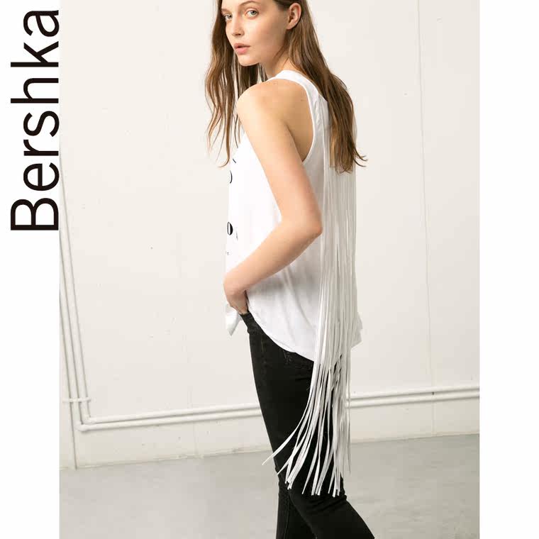 Bershka Bershka 侧边流苏装饰 T 恤衫 07096187