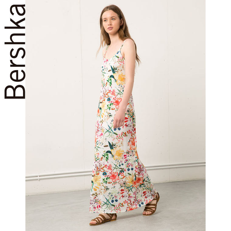 Bershka Bershka 露背吊带长款连衣裙 00449187