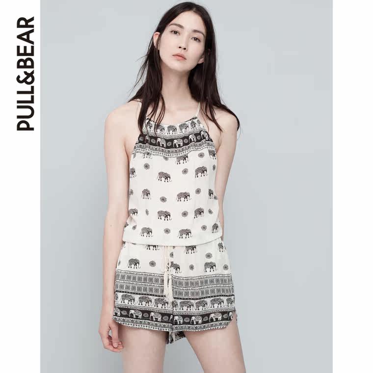 PullAndBear 女士大象印图连体衣 09635304