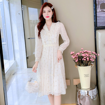 Clothing gauze 2021 Autumn New chiffon dress long high waist long sleeve fairy sweet floral skirt children