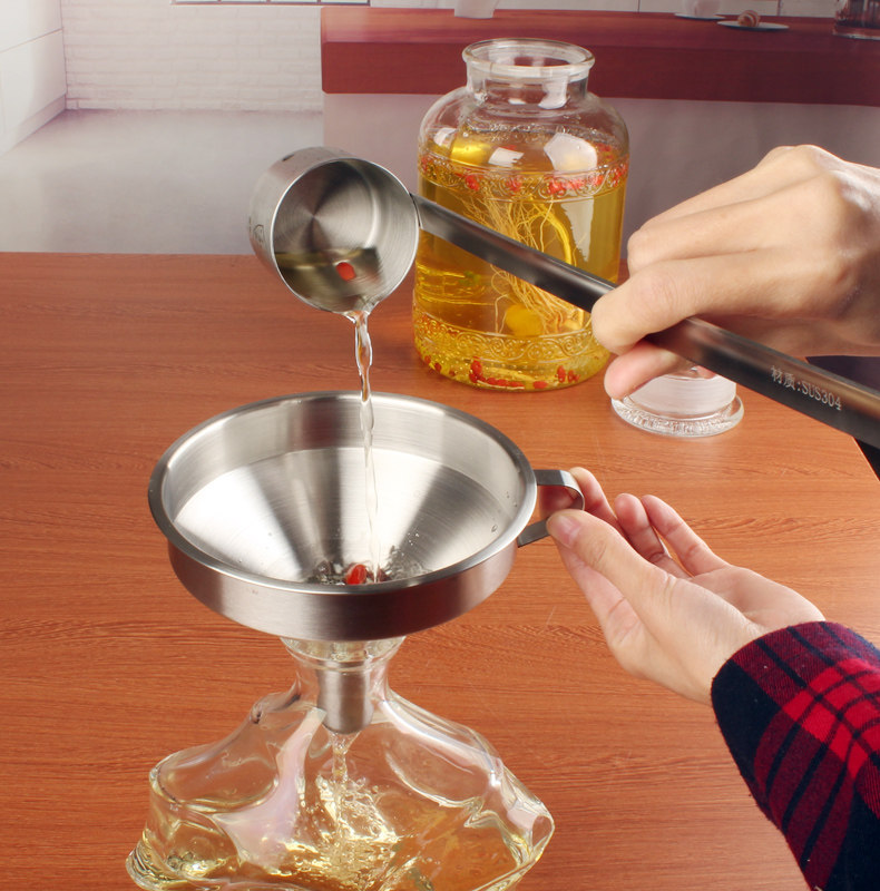 厨房工具不锈钢漏斗带过滤网倒油器大口径加酱醋油漏子厨房家用斗
