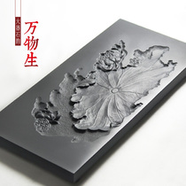 Original Lotus boat handmade master carved Wu Jinshi tea tray Drainage small tea table Stone tea Sea Kung Fu Tea tray