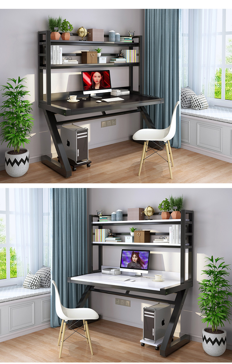 春节写字台电脑桌台式家用学生卧室桌简约办公桌学习书桌书架组装