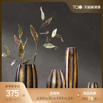Tao home Amber edge carved ground glass vase living room flower arrangement Amber two-color flower decoration
