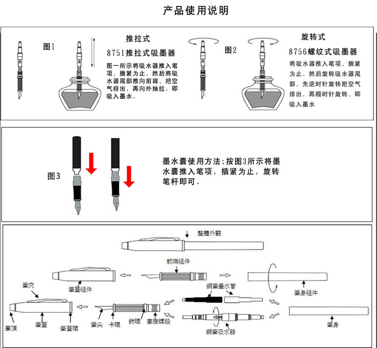 自来水笔用法图解图片