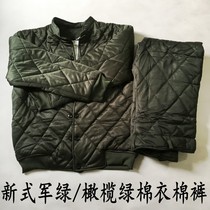 Autumn and winter military green cotton-padded clothes cotton trousers cold-proof cotton-padded clothes round neck cotton-padded jacket work clothes