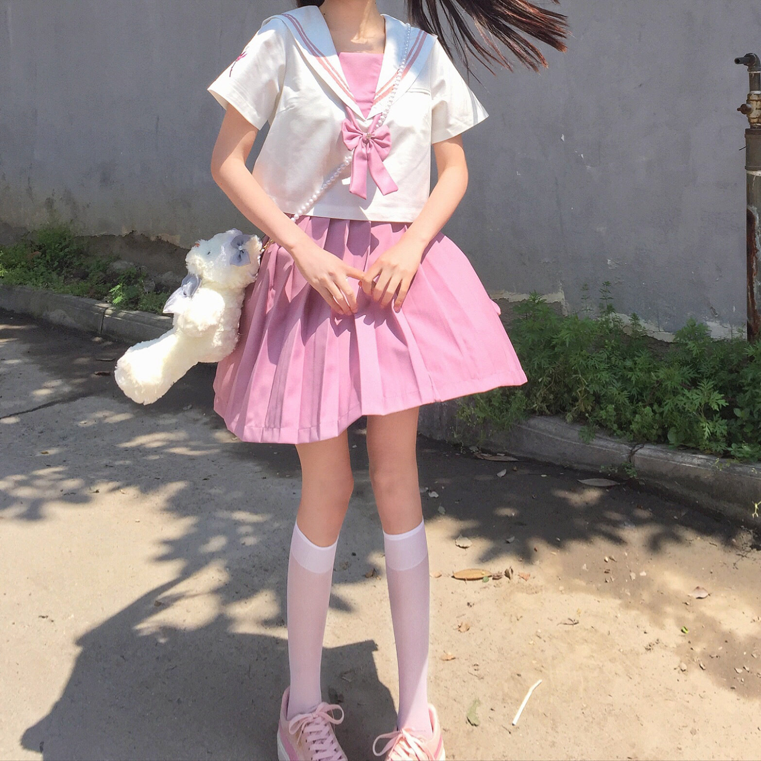 实拍网红校服套装刺绣时尚套装软妹jk制服女套装