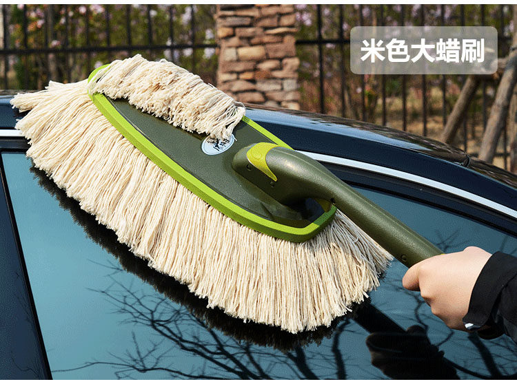 擦车拖把纯棉软毛车刷子除尘掸擦车神器墩布汽车清洁用品工具蜡拖