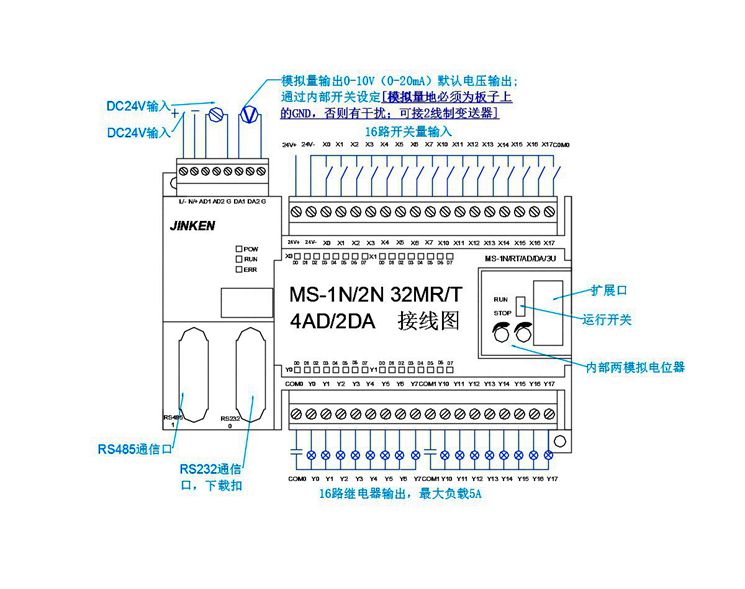 三菱PLC控制器FX2N-32MR/32MT-4AD2DA 支持RS485带模拟量时钟 三菱