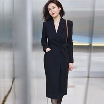 2022 Spring high - end boutique black suit collar Ol commuter dress fashion elegant and thin suit