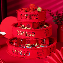 Wedding celebration supplies Non-woven fruit plate creative thickened red candy melon seeds dried fruit plate Wedding room decoration props