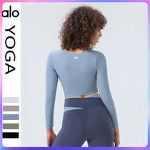 Alo yoga formal yoga clothing female collision color thin sport running speed dried fitness short sleeve T-shirt