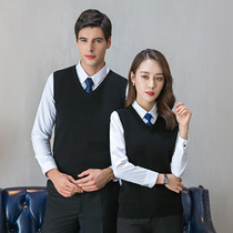 Hotel work clothes autumn and winter clothes mens and womens knitted wool vest cashmere vest Western restaurant waiter work uniform