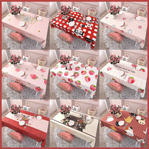 Computer tablecloth Cute Japanese table mat ins student net red pvc mat Small checkered coffee table cloth Water and oil proof