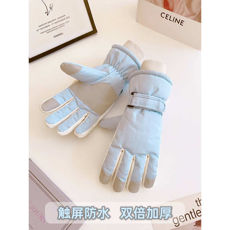 Ski Gloves Female Winter Touch Screen Waterproof Plus Suede Thickened Cotton Warm Windproof Outdoor Sports Students Ride Motorcyclists-Taobao