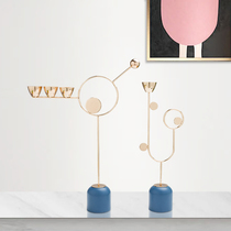 Modern Candlestick ornaments Nordic romantic light luxury metal model room Fashion Restaurant evening table creative soft decorations