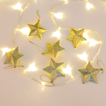 Huachi Christmas 9cm Christmas five-pointed star gold silver kindergarten star Christmas tree decoration accessories pendant
