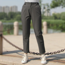 Outdoor quick-drying pants womens summer thin ankle-length pants loose elastic leisure high waist slim hiking sports pants