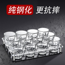 Tempered beer cup light luxury high-end household glass glass ktv commercial anti-fall small octagonal cup family suit