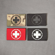 Red Cross Medical Chapter Embroidery Magic Sticker with IR Reflective First Aid Badge Sewing Patch Backpack Decorate Nighttime Sticker