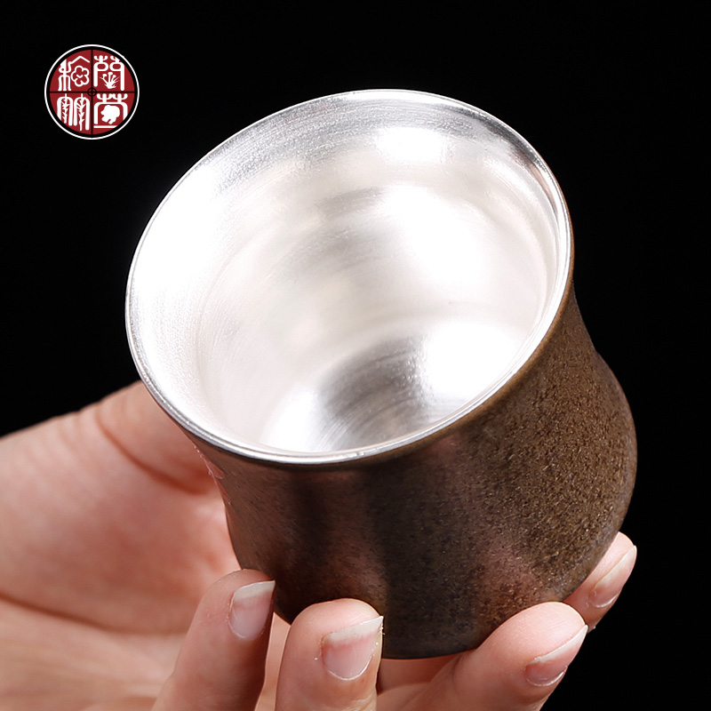 Tasted silver gilding tea cup, master cup sample tea cup large ceramic single CPU kungfu meditation variable hand - made teacup restoring ancient ways