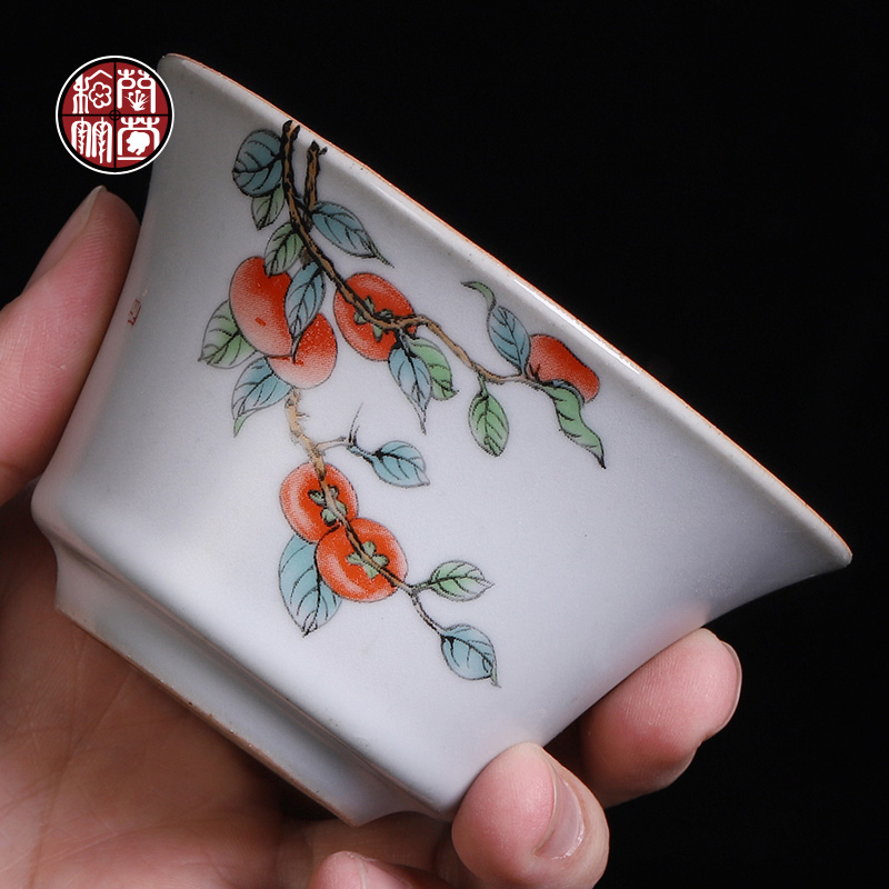Three tureen can only keep your up with ice to crack a single ceramic glaze kung fu tea set hand - made persimmon tea bowl of small start