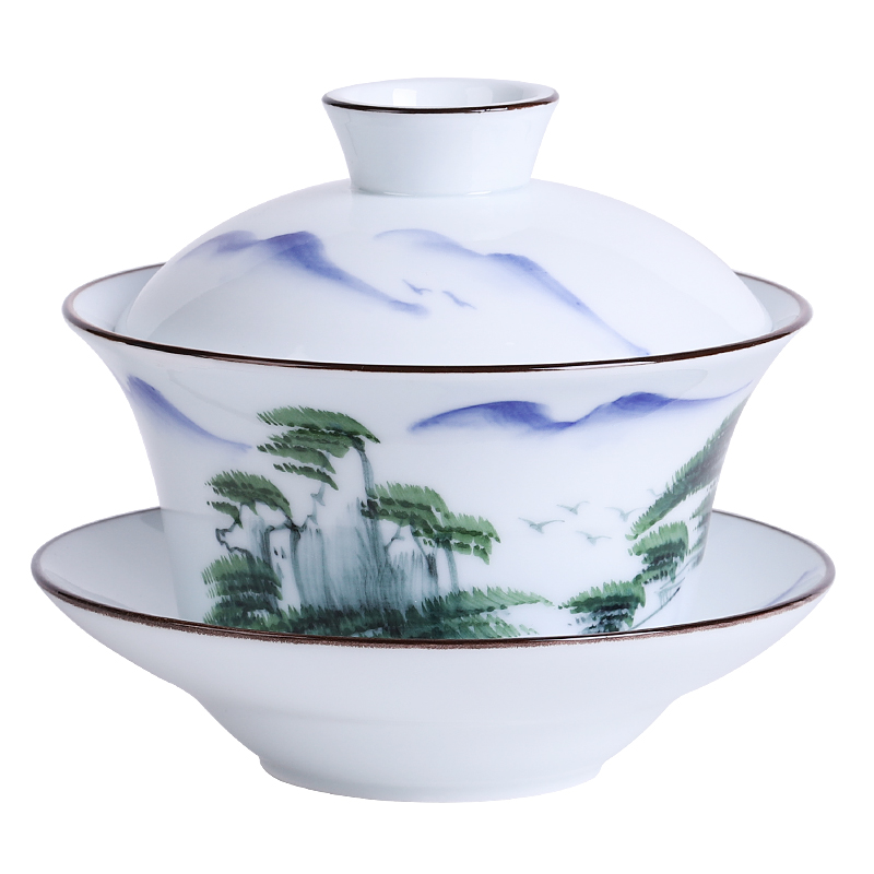 Jingdezhen ceramic hand - made tureen large cups China wind three tureen single vintage 300 ml tea bowl