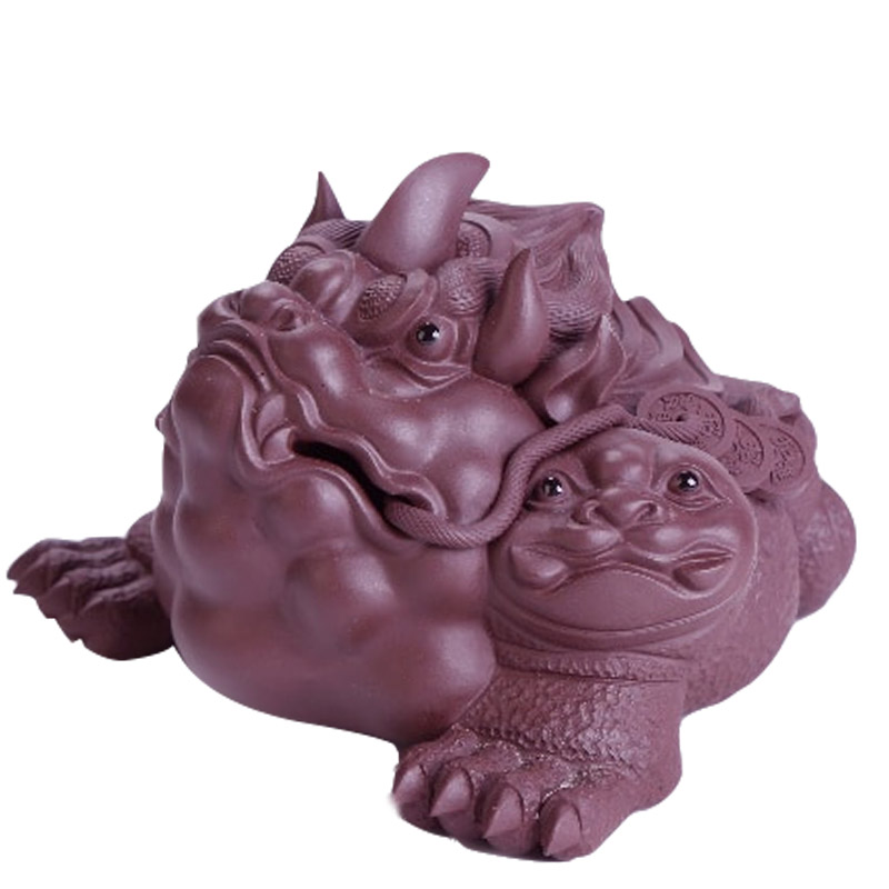 Three pure pet violet arenaceous toad tea to keep Chinese zen retro decoration tea tea tea table toad furnishing articles