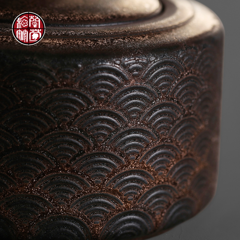 Coarse pottery gold xiangyun Chinese style restoring ancient ways half jins to seal the canned tea tea jar with a lid in the office