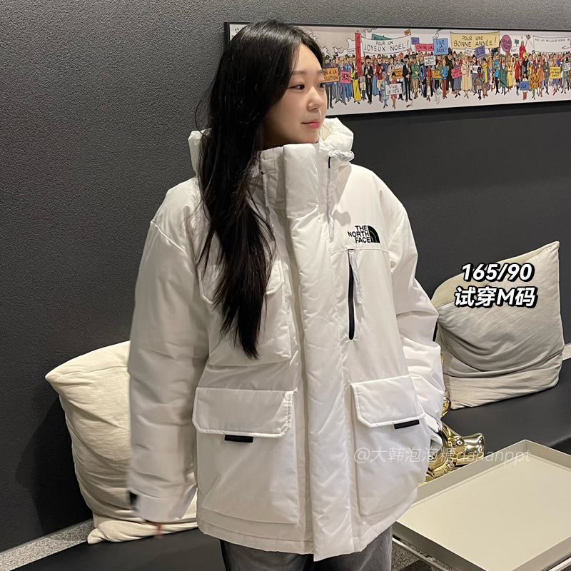 韩代TheNorthFace北面羽绒服男女工装口袋鹅绒厚冬面包服NJ1DP66