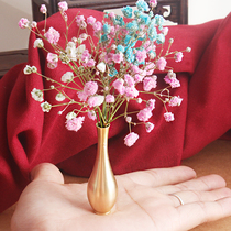 Pure copper small Vase ornaments tea ceremony flowers vintage mini flower dried flower creative decoration Incense Road accessories decoration