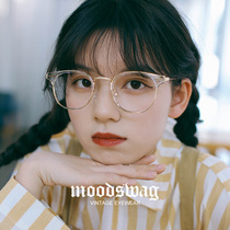 Ink guard transparent rose gold half-frame round glasses female face retro art Net red myopia eye frame male tide