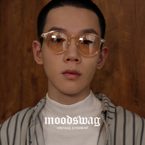 Ink guard Brown transparent round frame anti-blue glasses female color flat light eyes male tide retro black frame myopia frame